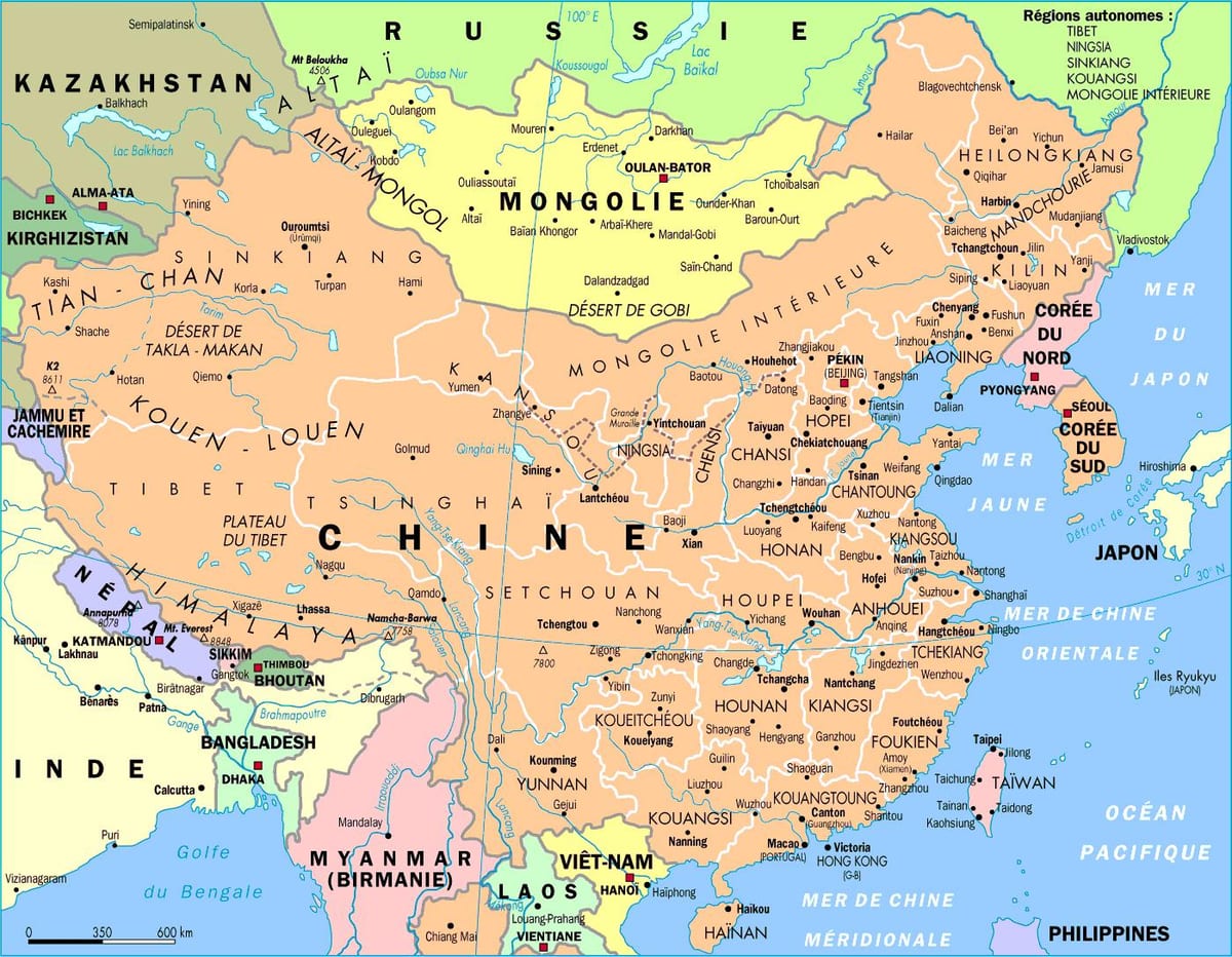 China administrativa mapa