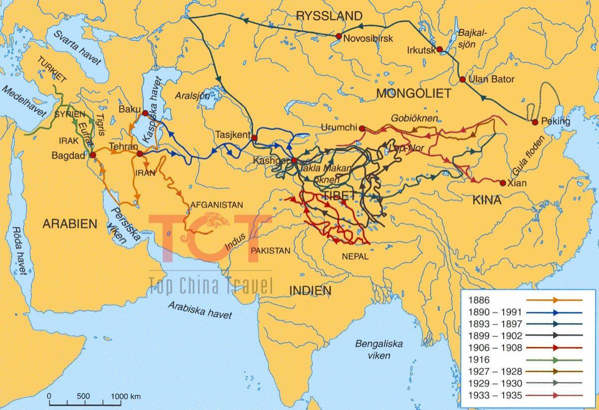 mapa da ruta da seda en China antiga