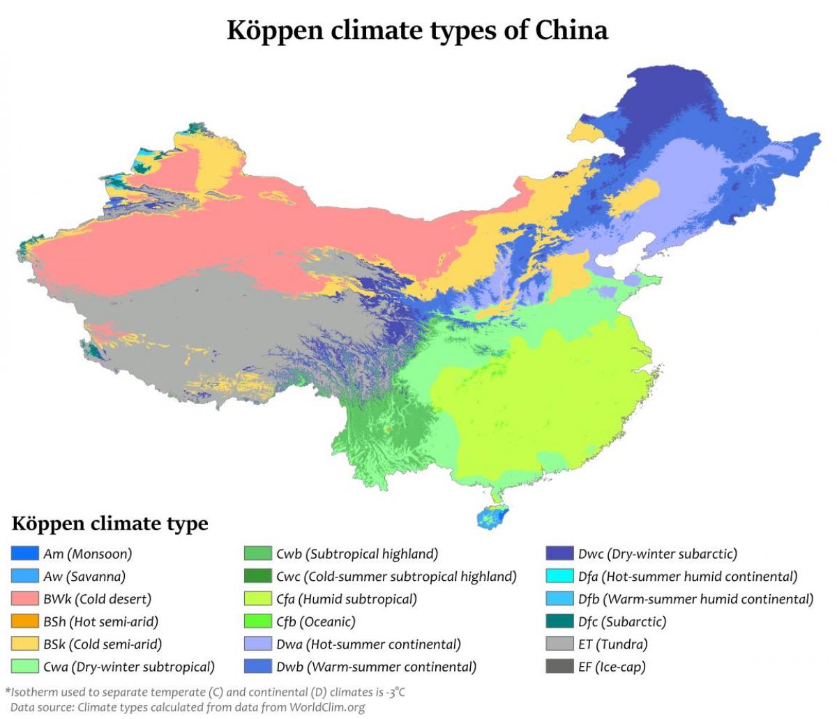 clima mapa de China