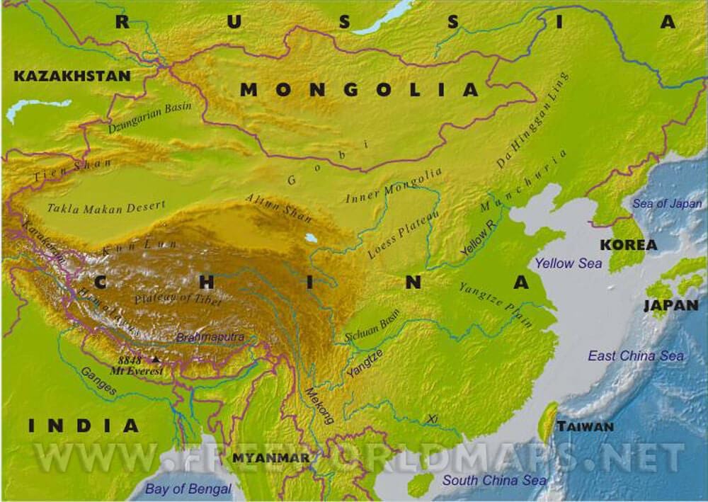China mapa físico