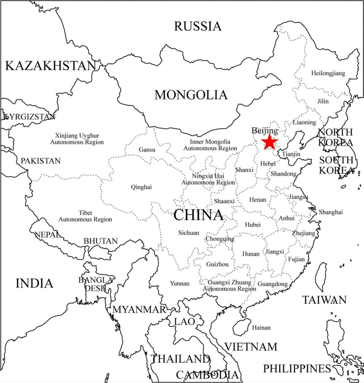 China contorno mapa