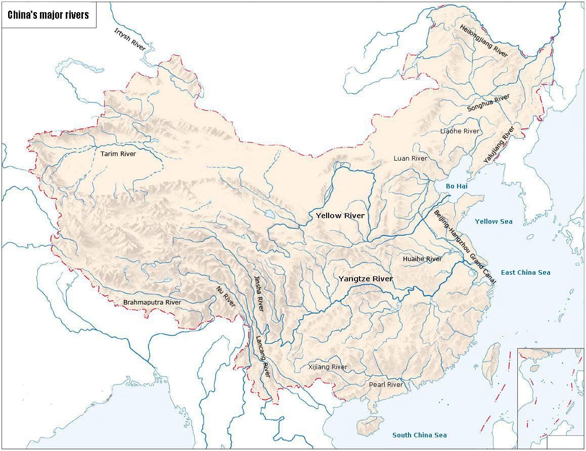 China ríos mapa