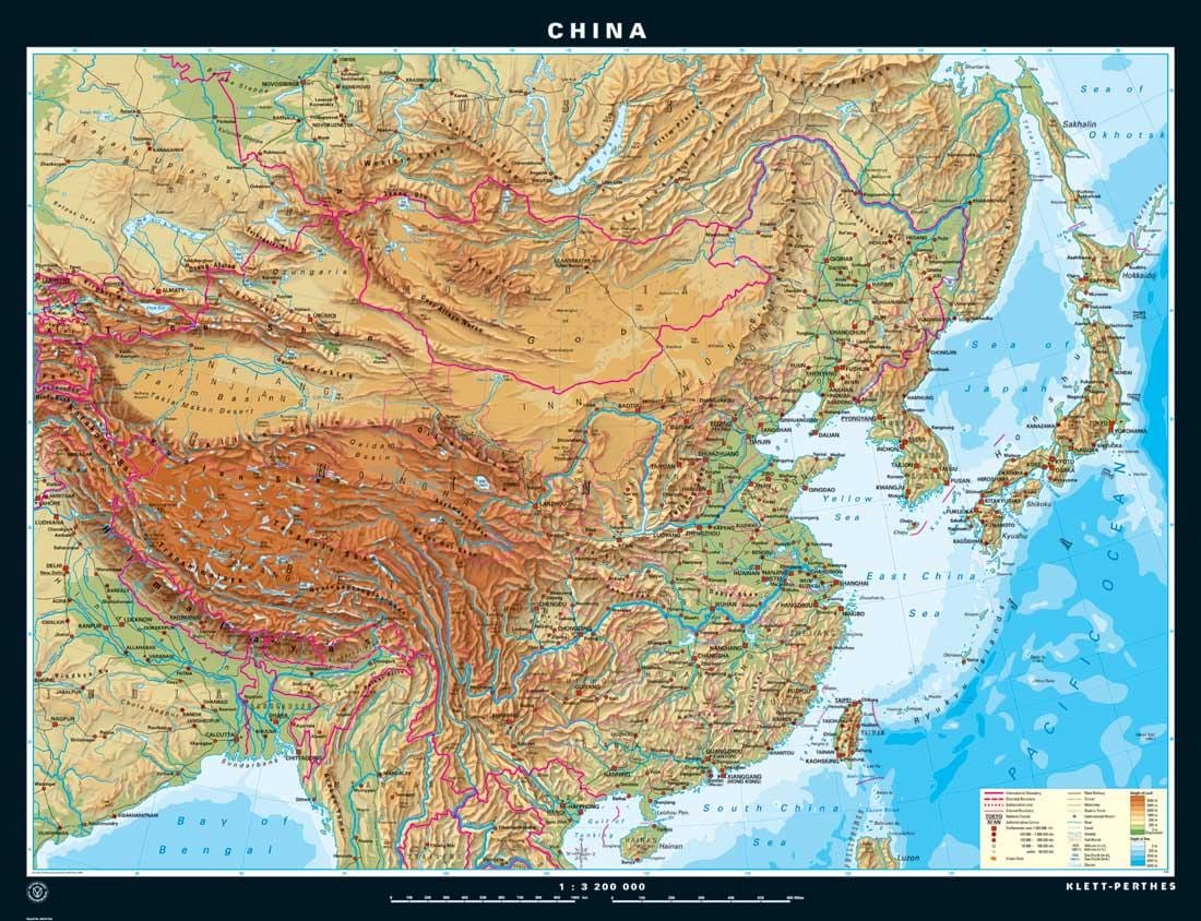 mapa topográfico de China