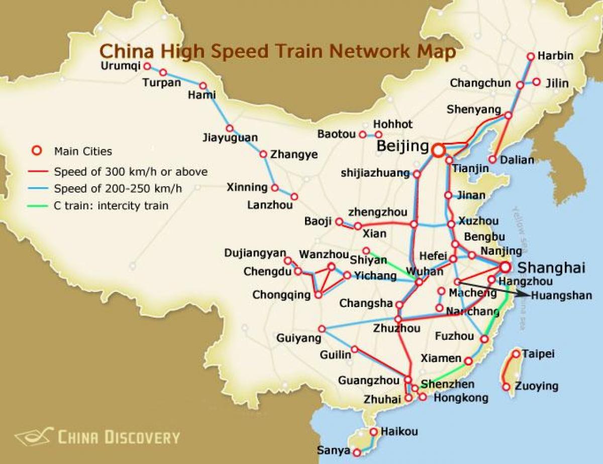 tren de alta velocidade China mapa