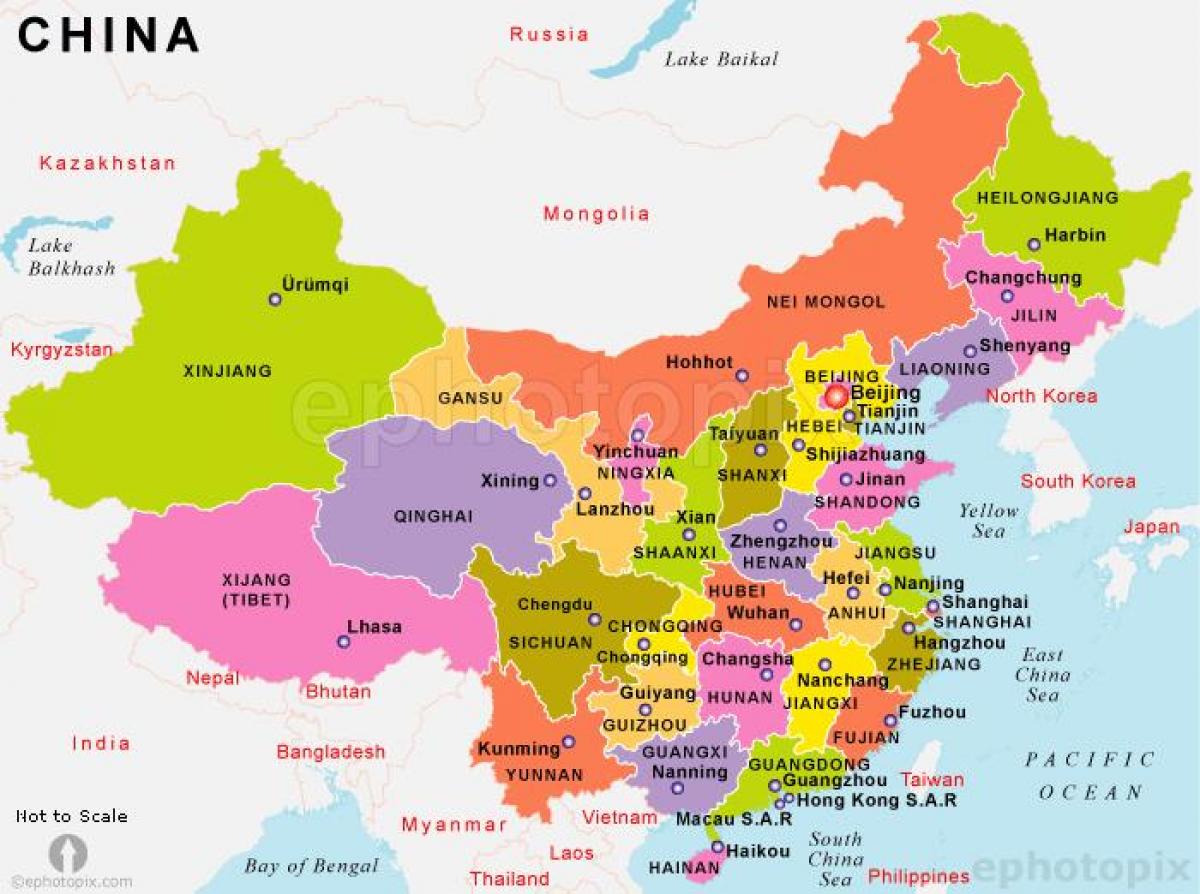 China mapa con unidos