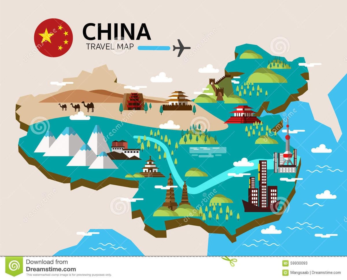 mapa de viaxe de China