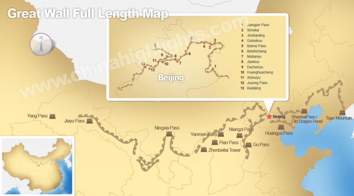 a gran muralla de China mapa