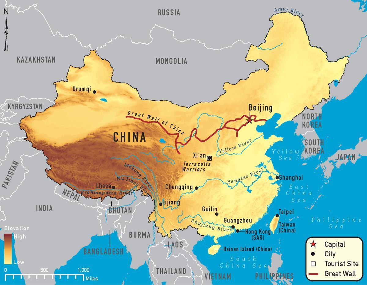 China mapa de ríos