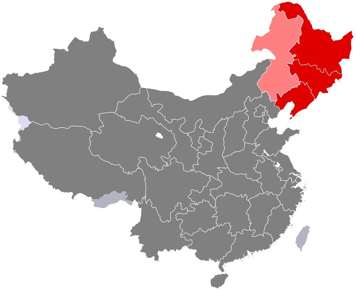 nordeste de China mapa