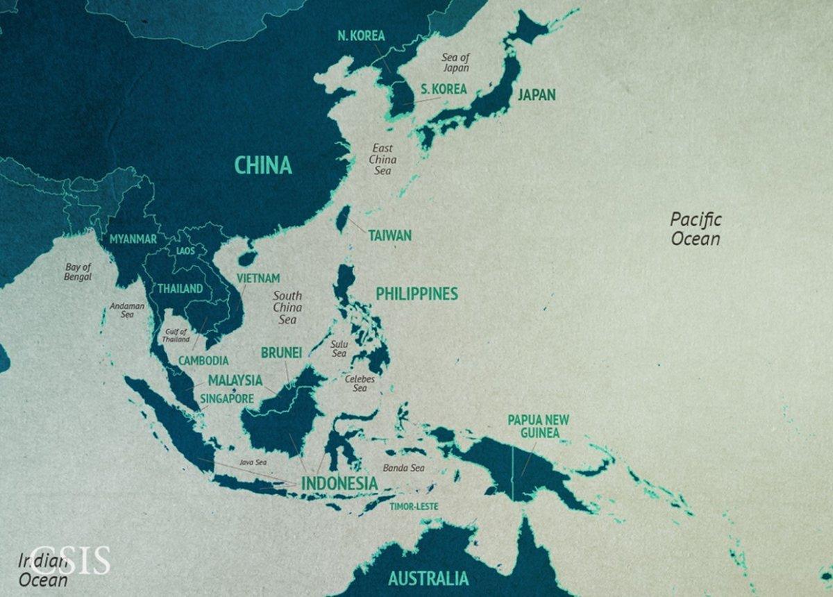 mapa de mar da China