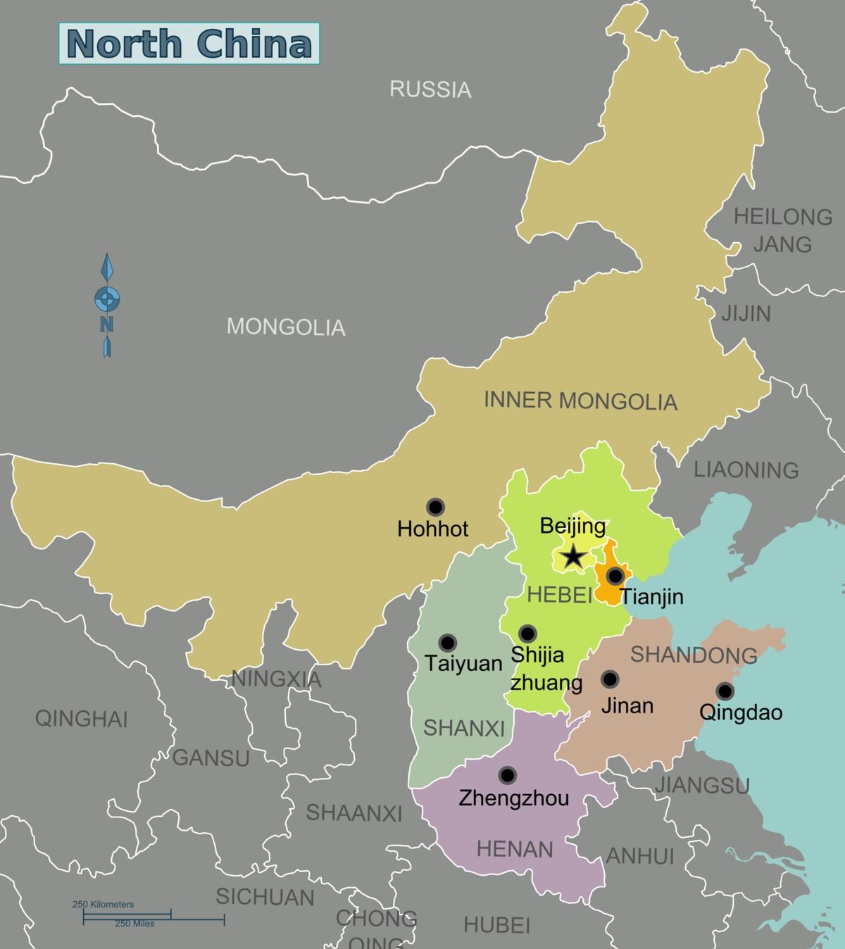 mapa do norte de China