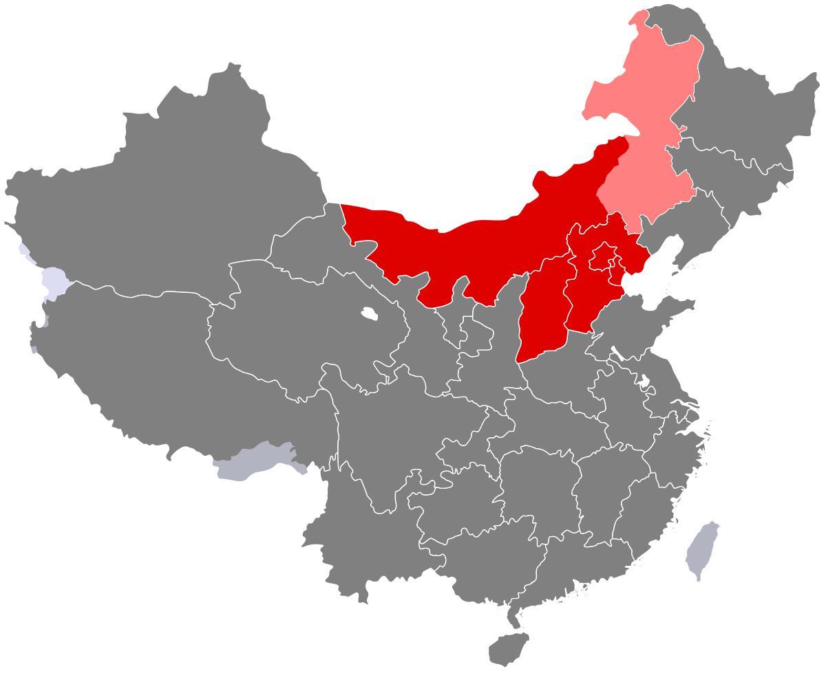 mapa do norte de China