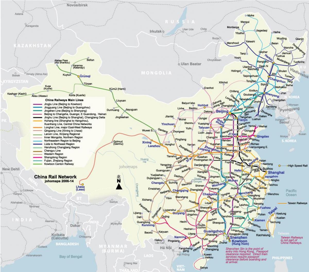 China rápido tren mapa