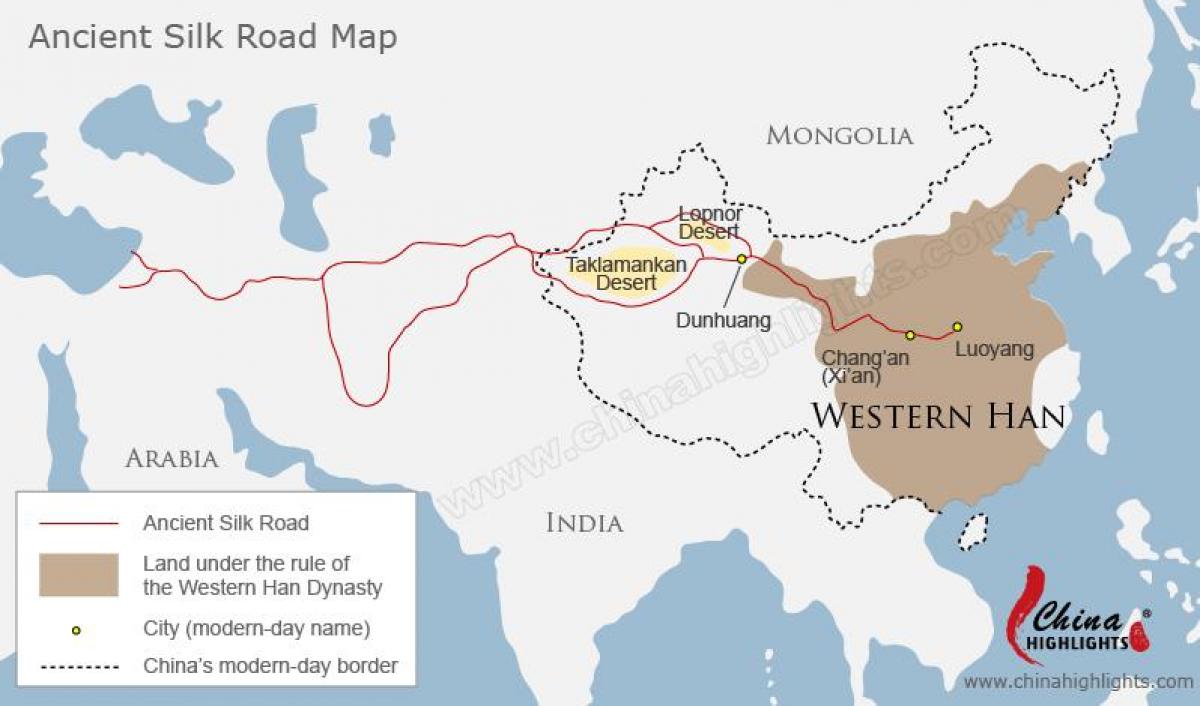 China mapa da ruta da seda