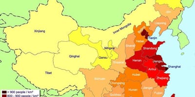 Mapa de China poboación