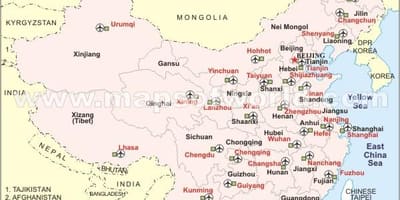 China aeroportos internacionais mapa
