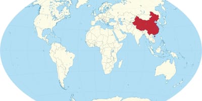 China no mapa do mundo