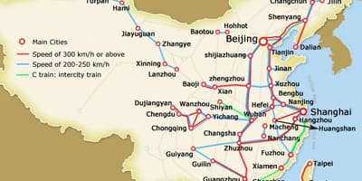 China alta velocidade ferroviaria mapa