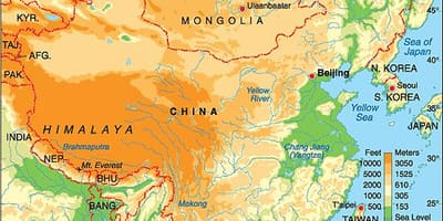 China elevación mapa