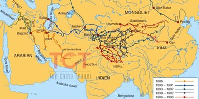 Mapa da ruta da seda en China antiga