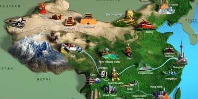 Mapa de China atraccións turísticas