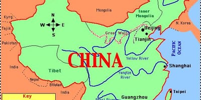 China mapa cos ríos e montañas