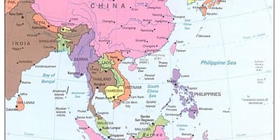 Mapa da China oriental ruta