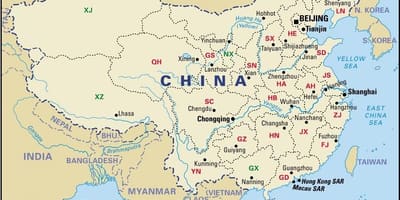 Mapa de China provincias e capitais