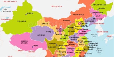 China mapa con unidos