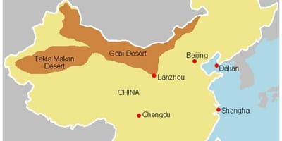 Mapa de China desertos