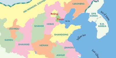 Mapa do leste de China