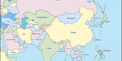 Mapa de China e os países limítrofes
