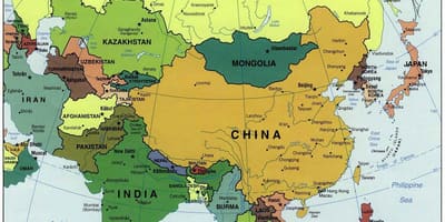 A China e os países veciños mapa