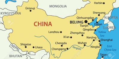 Amarelo de mar de China mapa