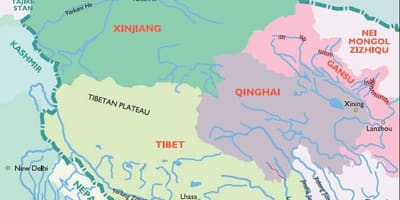 Mapa de oeste da China
