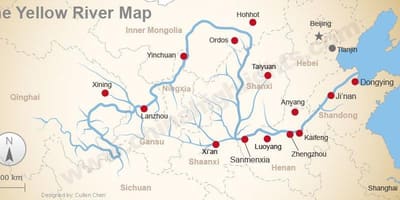 China mapa río amarelo
