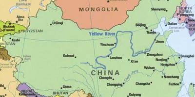 Río amarelo na China mapa